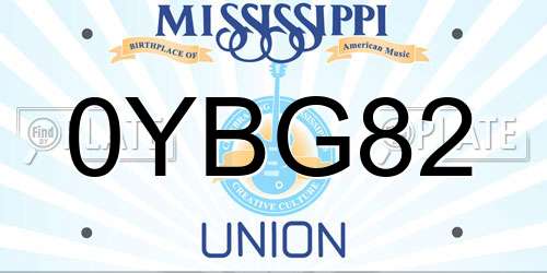 0YBG82 Mississippi License Plate
