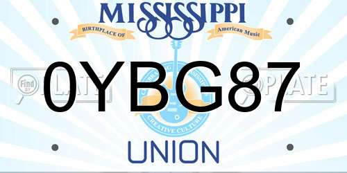 0YBG87 Mississippi License Plate