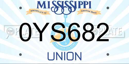 0YS682 Mississippi License Plate
