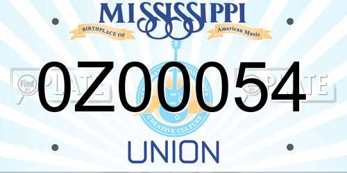 0Z00054 Mississippi License Plate