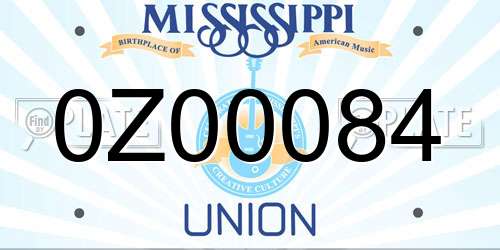 0Z00084 Mississippi License Plate
