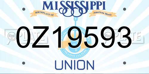 0Z19593 Mississippi License Plate