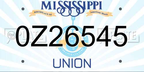 0Z26545 Mississippi License Plate
