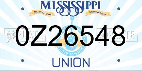 0Z26548 Mississippi License Plate
