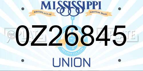 0Z26845 Mississippi License Plate