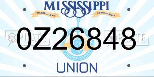 0Z26848 Mississippi License Plate
