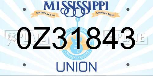 0Z31843 Mississippi License Plate