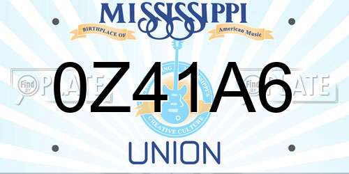 0Z41A6 Mississippi License Plate