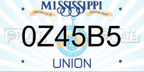 0Z45B5 Mississippi License Plate