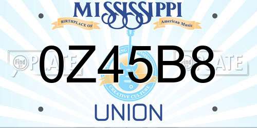 0Z45B8 Mississippi License Plate