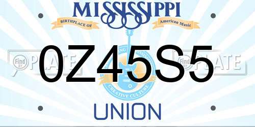 0Z45S5 Mississippi License Plate