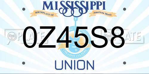 0Z45S8 Mississippi License Plate