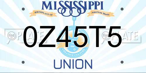 0Z45T5 Mississippi License Plate