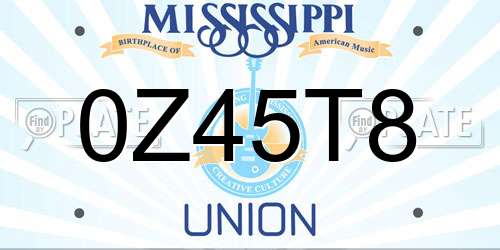 0Z45T8 Mississippi License Plate