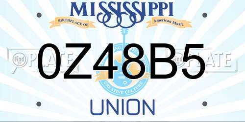 0Z48B5 Mississippi License Plate