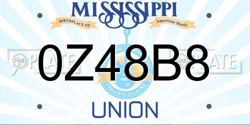 0Z48B8 Mississippi License Plate