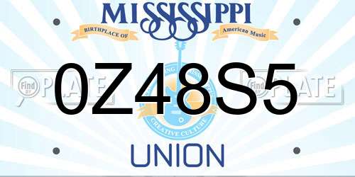 0Z48S5 Mississippi License Plate