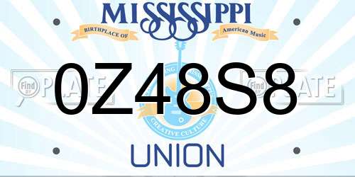 0Z48S8 Mississippi License Plate