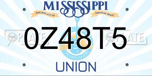 0Z48T5 Mississippi License Plate