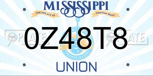 0Z48T8 Mississippi License Plate