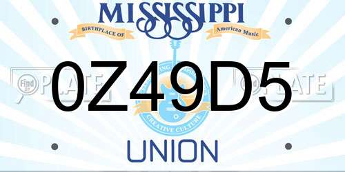 0Z49D5 Mississippi License Plate