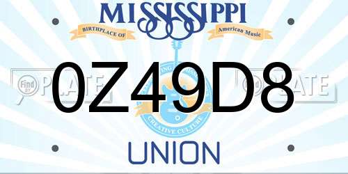 0Z49D8 Mississippi License Plate