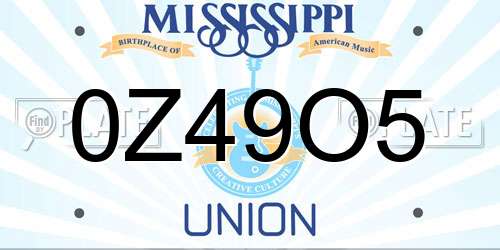0Z49O5 Mississippi License Plate