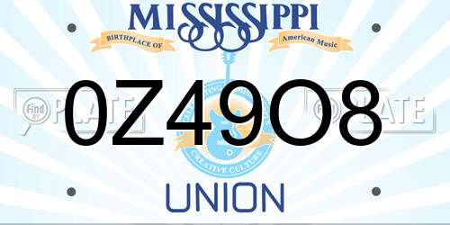 0Z49O8 Mississippi License Plate