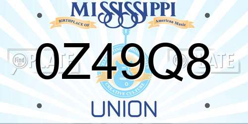 0Z49Q8 Mississippi License Plate
