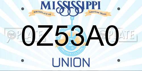 0Z53A0 Mississippi License Plate
