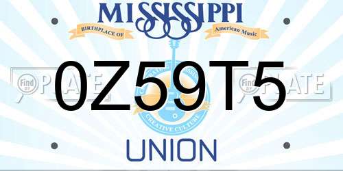 0Z59T5 Mississippi License Plate