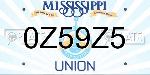 0Z59Z5 Mississippi License Plate