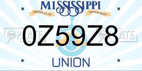 0Z59Z8 Mississippi License Plate