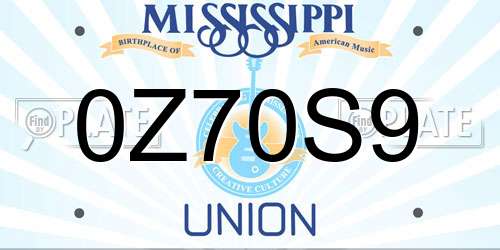 0Z70S9 Mississippi License Plate