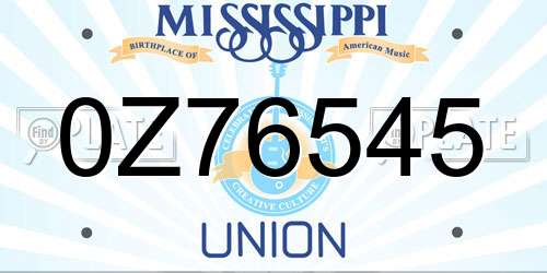 0Z76545 Mississippi License Plate