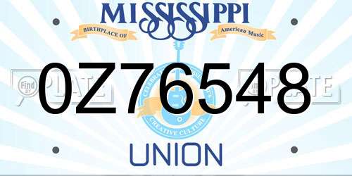 0Z76548 Mississippi License Plate