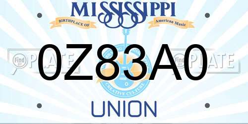 0Z83A0 Mississippi License Plate