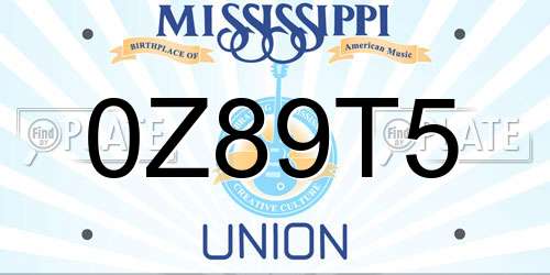 0Z89T5 Mississippi License Plate