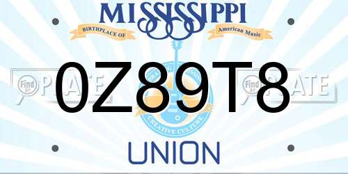 0Z89T8 Mississippi License Plate