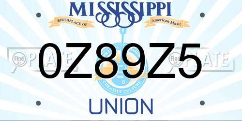 0Z89Z5 Mississippi License Plate