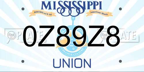 0Z89Z8 Mississippi License Plate