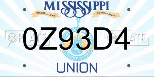 0Z93D4 Mississippi License Plate