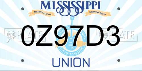 0Z97D3 Mississippi License Plate