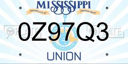 0Z97Q3 Mississippi License Plate