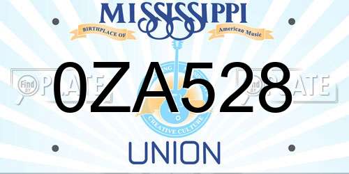 0ZA528 Mississippi License Plate
