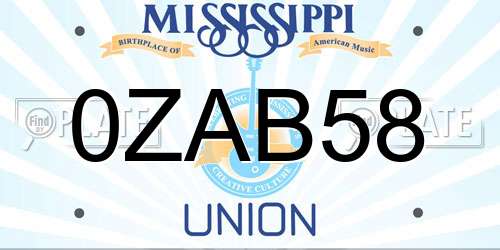 0ZAB58 Mississippi License Plate