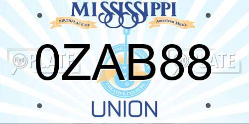 0ZAB88 Mississippi License Plate