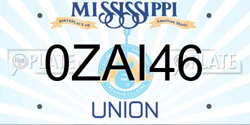 0ZAI46 Mississippi License Plate
