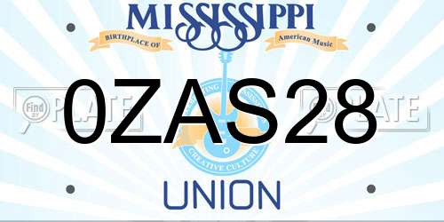 0ZAS28 Mississippi License Plate