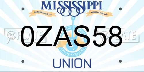 0ZAS58 Mississippi License Plate